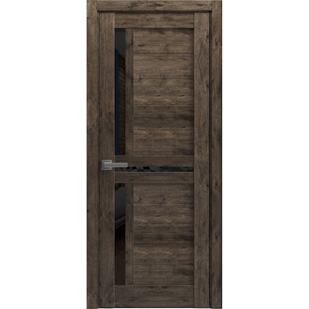 Sartodoors Solid French Door 30 x 84in, Cognac Oak W/ Black Glass, Single Regular Panel Frame Trims Handle VEREGIO7588ID-AKA-3084